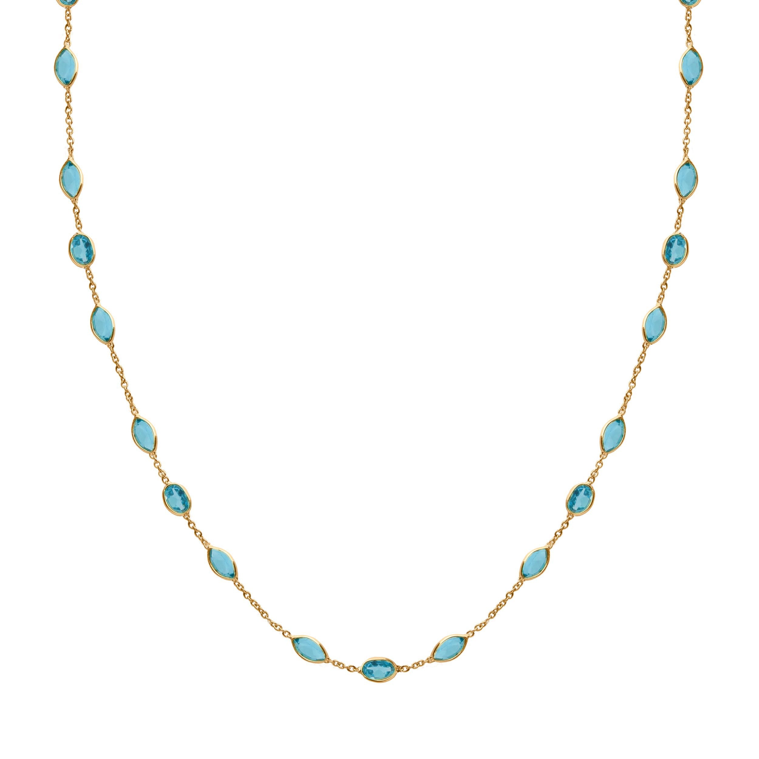 Malike Necklace in Gold and Swiss Blue Topaz Necklace Memara 