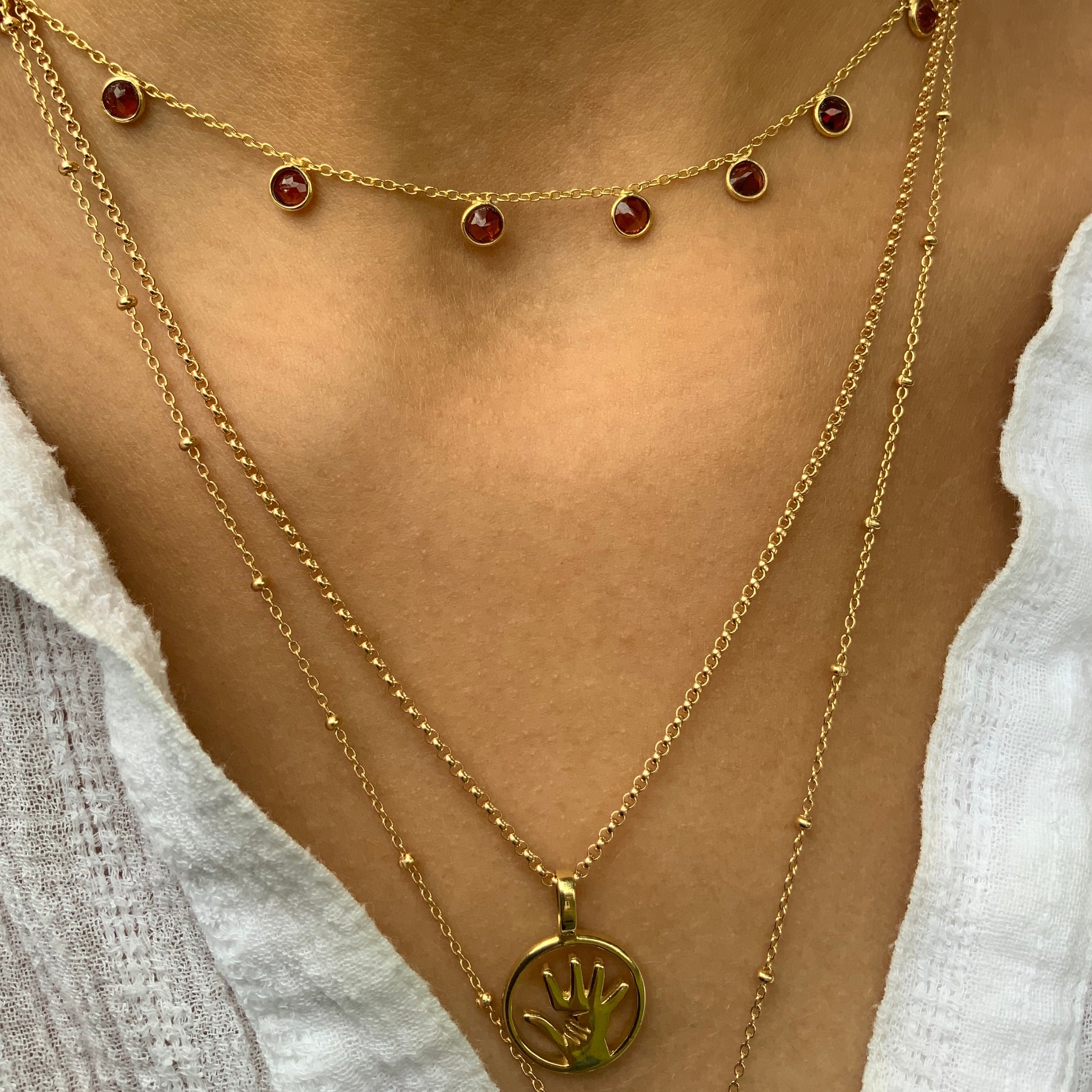 Zaza Necklace in Gold with Garnet Necklace Memara 