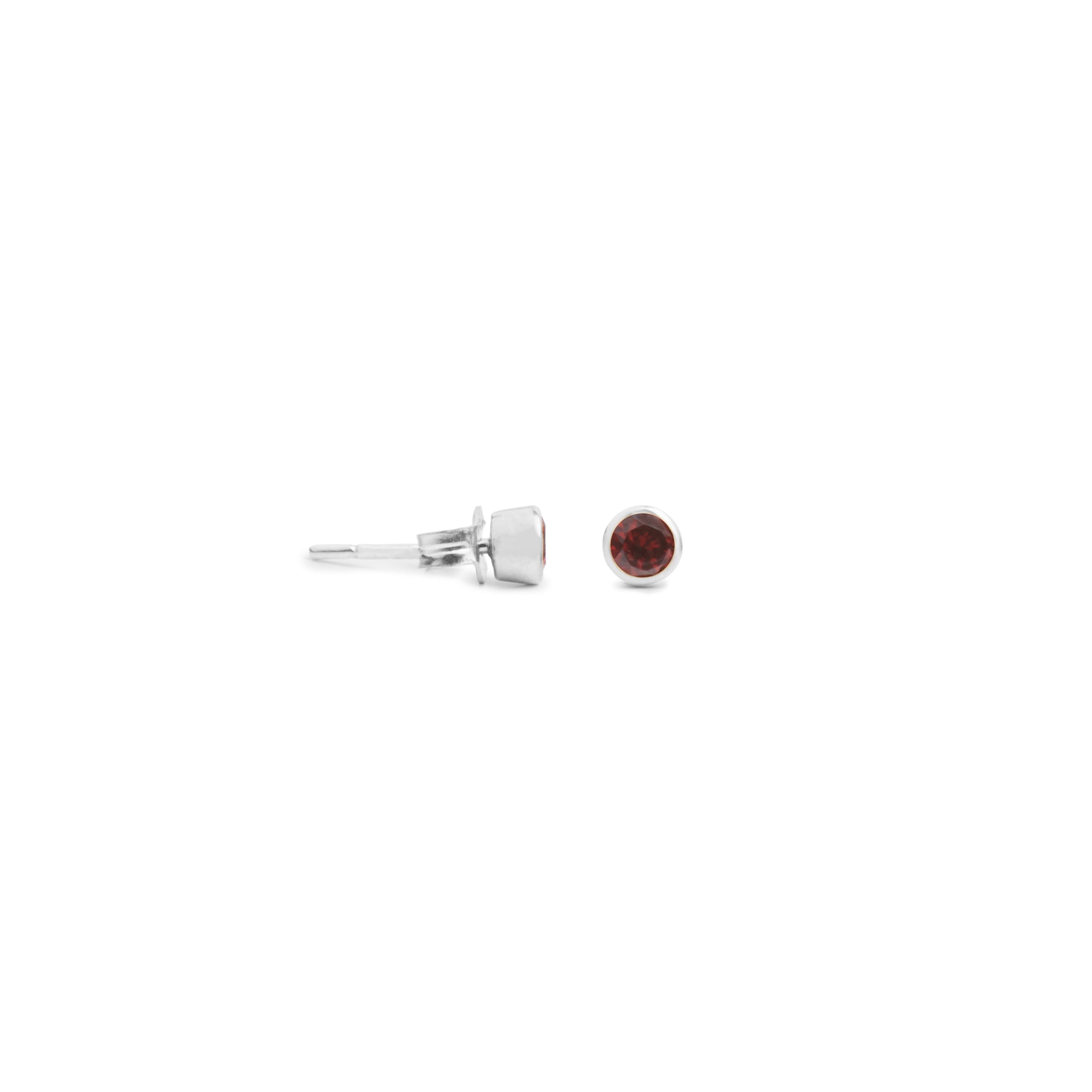 Acer Ear Stud in Silver with Garnet Earring Memara 